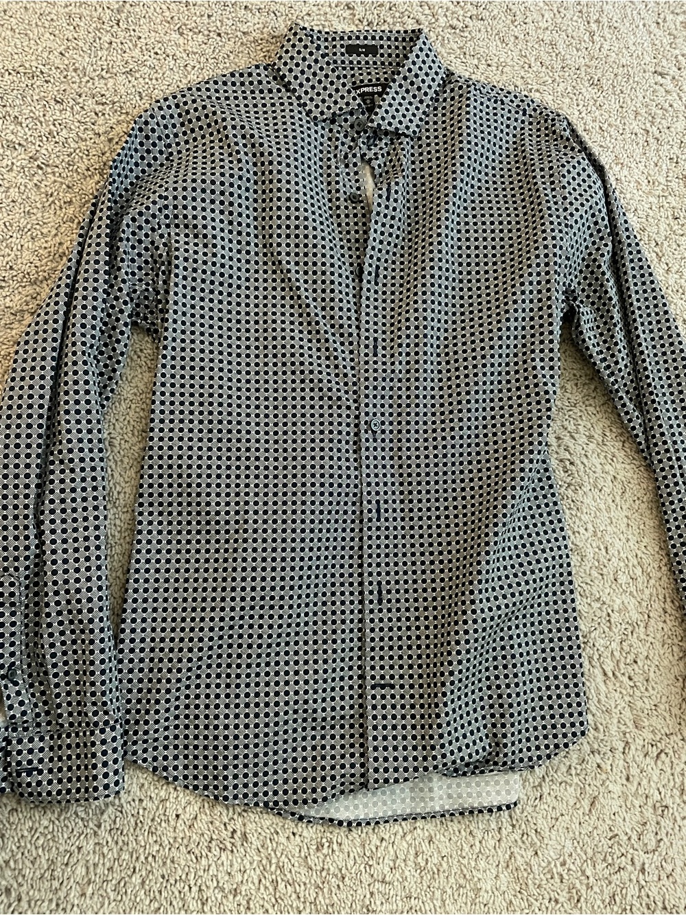 Express Men's Black & White Geo Dot Button-Up Shirt